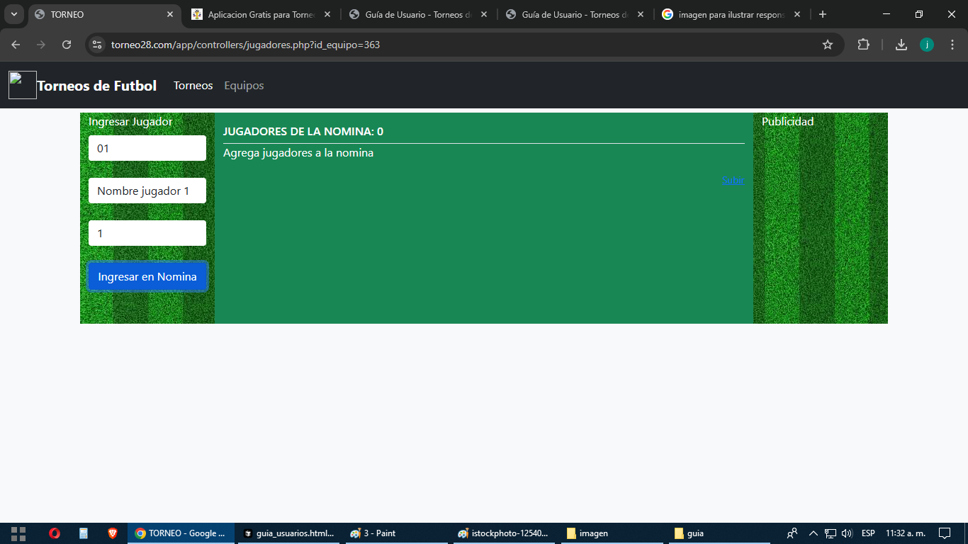 Agregar jugadores de la nómina