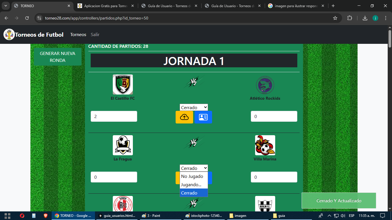 Gestión de partidos